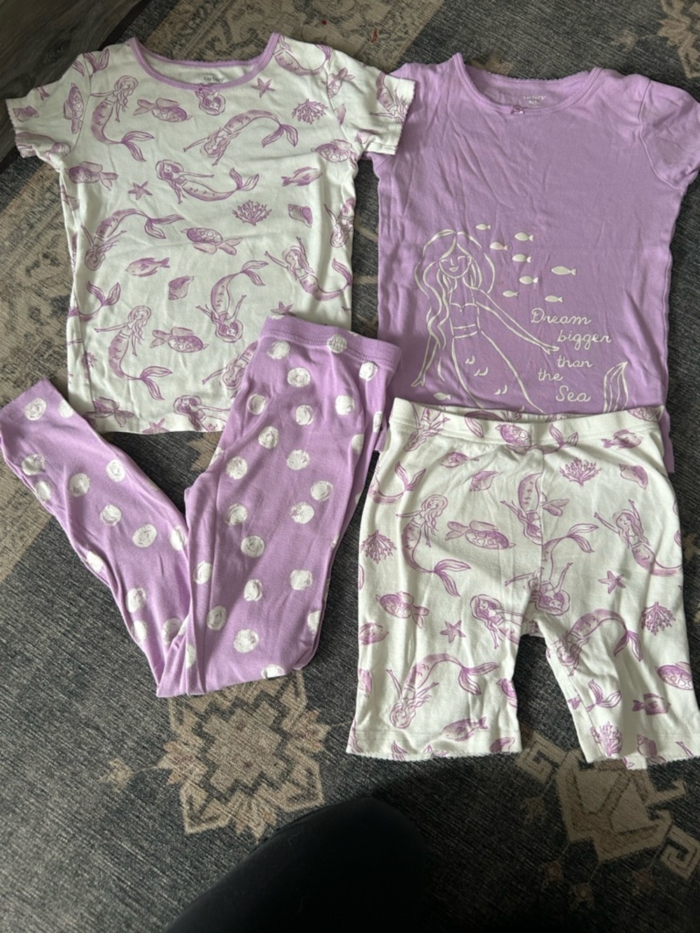 Girls' Mermaid Print Lavender Pajama Set